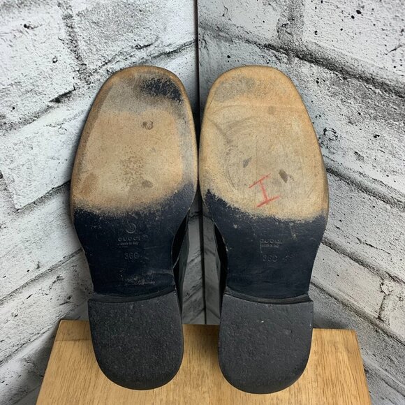 Gucci Vintage 90s Black Patent Leather Square Toe Derby Shoe - Picture 9 of 11